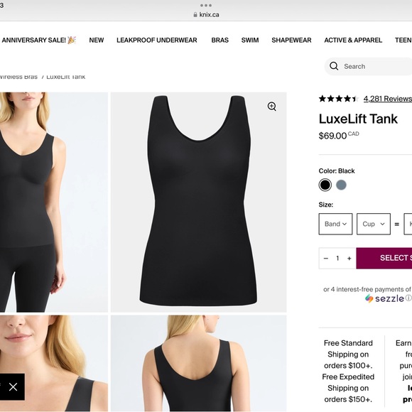 Knix Luxelift Tank in Grey Truffle size XL - Picture 6 of 6